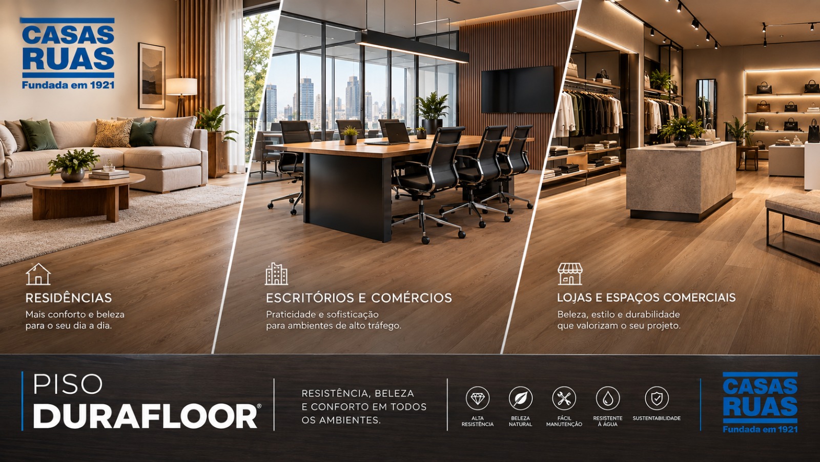 Piso Durafloor para residências, escritórios e espaços comerciais